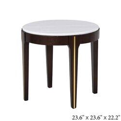 Danube Home Cody End Table, White Marble/Dark Oak