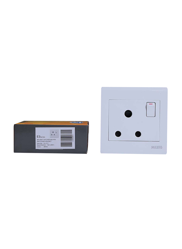 Danube Home Milano 15A Switched Socket Mpw, White