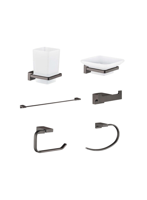 

Danube Home Milano Enzo Brass Full Bathroom Accessories Set, Grey