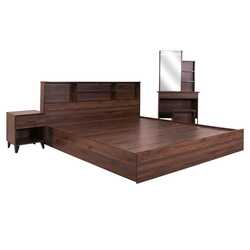 Danube Home Gamorah King Bed Set+Dresser and Stool, King, Dark Brown