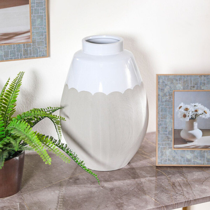 

Danube Home Julio Vase for Centerpiece, 22.5x22.5x34cm, White