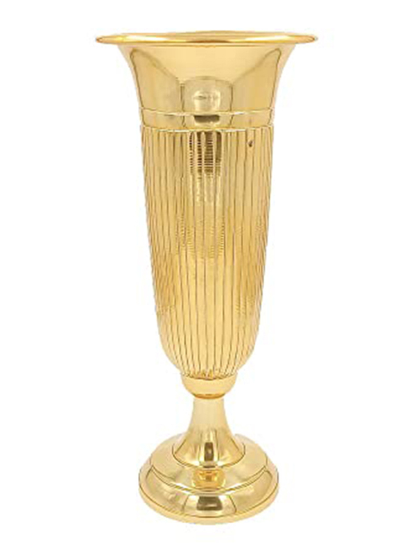 

Danube Home Decimus Ribbed Vase With Base, Gold