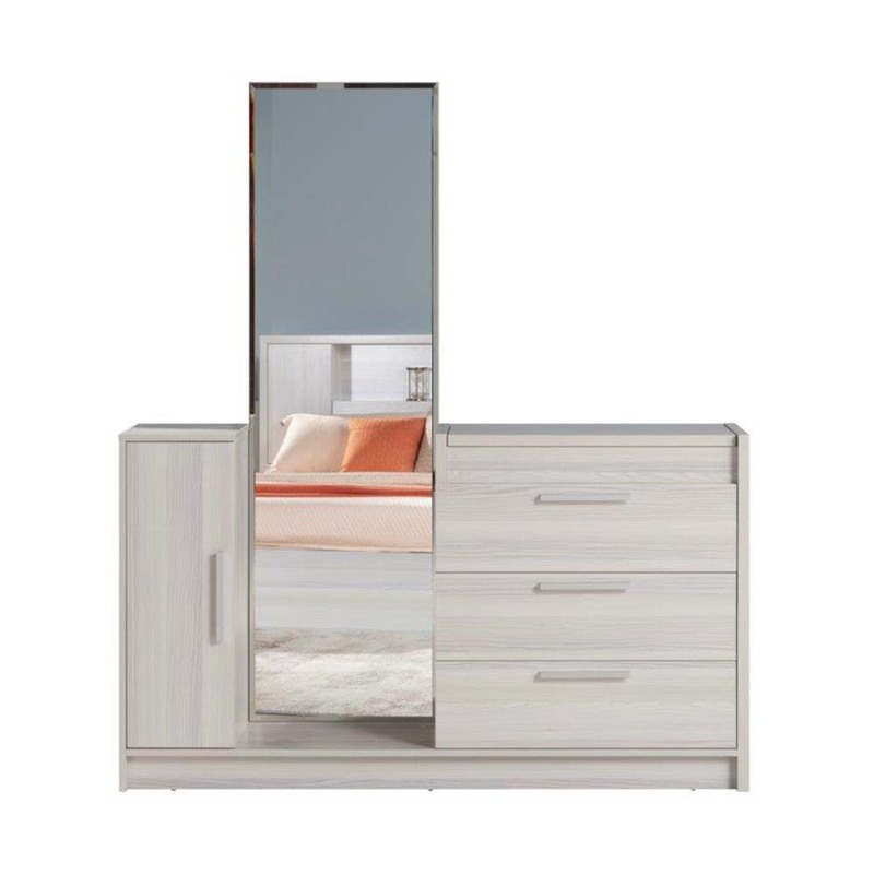 Danube Home Hernan Dresser with Mirror, White Glossy/Golden