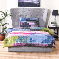 Danube Home 2-Piece Shoreline Tweed Check Comforter 100% Cotton Bedding Set With Pillow Cover For Bedroom, Single, Teal