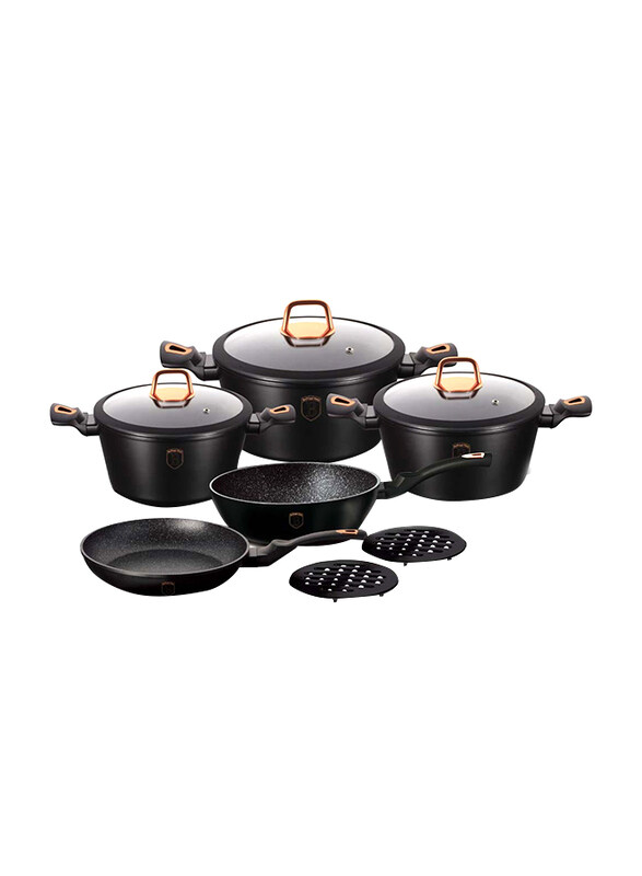 

Danube Home 10-Piece Non-Stick Berlinger Haus Cookware Set, Black