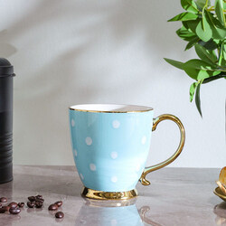 Danube Home 440ml Premium New Bone China Dotted Mug, Teal