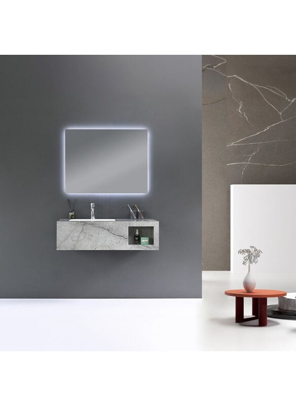 

Danube Home Lucas Vanity Ceramic Single Basin Wall Mounted Wash Basin Lavatory Sink for Toilet Bathroom Washroom Shower Room, Grey