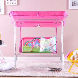 Danube Home Unicorn Kids Swing Two Seater Swing Chair With Armrest, Pink