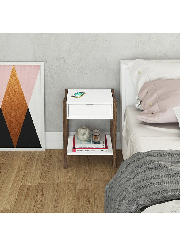 

Danube Home Tarsus Night Stand, White/Walnut