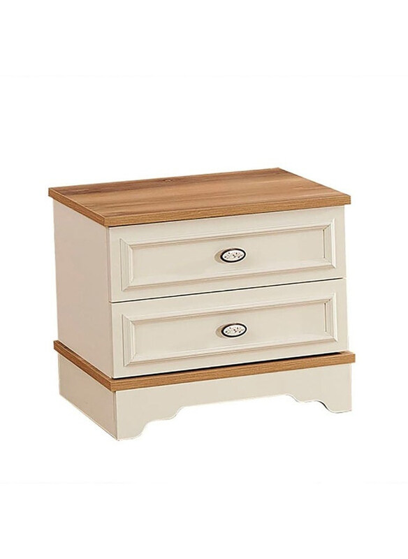 

Danube Home Eva 2 Drawers Night Stand, Cream/Oak