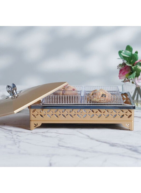 

Danube Home Quartz Premium Crystal Serving Platter, Gold