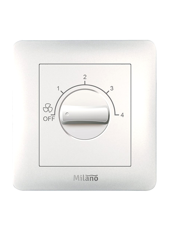 Milano Piano Series Step Fan Regulator, 100W, White