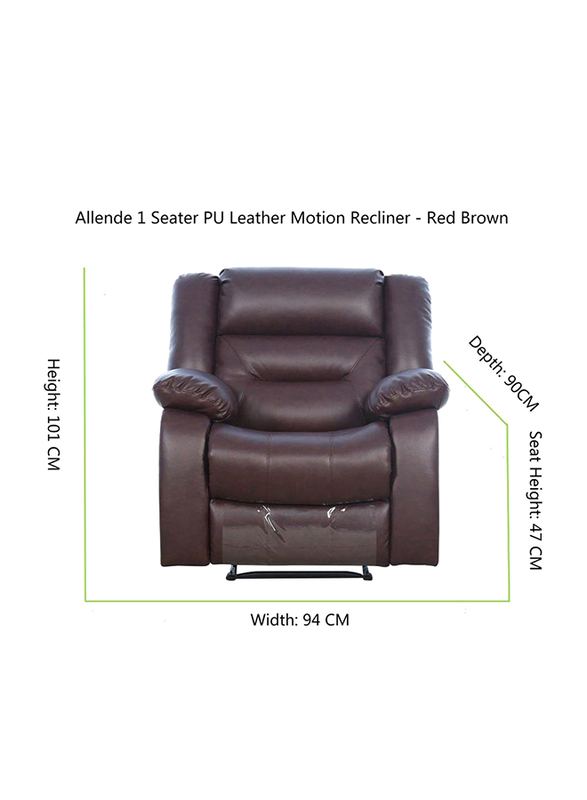 Danube Home Allende 1 Seater Fabric Motion Recliner, Brown