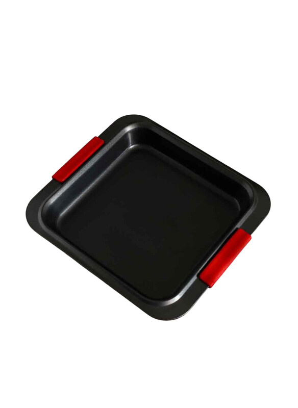 

Danube Home 0.8mm Bake Me Happy Carbon Steel Square Pan with Silicone Handle, Black