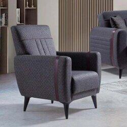 Danube Home Doha 1 Seater Solidwood Fabric Sofa, Charcoal Black