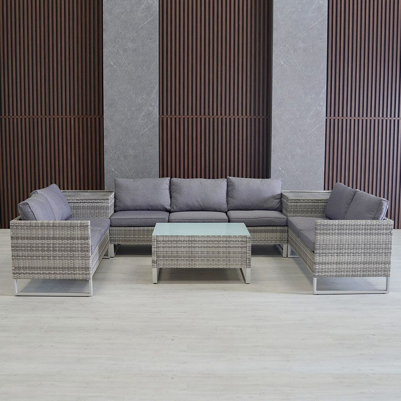 Danube Home Ashly 7-Seater Outdoor Sofa Set, 4 Pieces, Grey