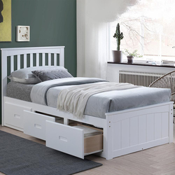 Danube Home Ultron Captain Bed with 3 Drawers, White