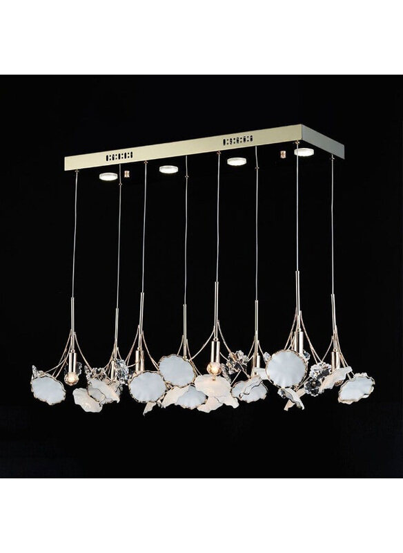 

Danube Home Roma Chandelier, Ceramic + Metal + Crystal, D 60 x H 120 x W 60, E14 /LED, Golden