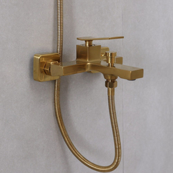 Danube Home Milano Teriz Brass Bath Shower Mixer Tap with Hand Shower, Gold