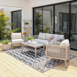 Danube Home Carloz 5-Seater Outdoor Sofa Set, 4 Pieces, Beige