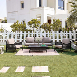 Danube Home Flora 5-Seater Outdoor Sofa Set, 4 Pieces, Beige