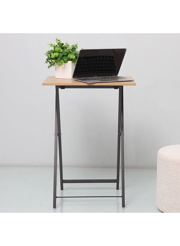 

Danube Home Mineo Modern Design Furniture Foldable Side Table, Oak/Black