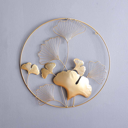 Danube Home Medalion Circle Frame Leaf Wall Decoration, Gold