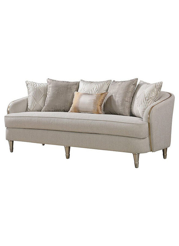 

Danube Home Mercedez 3 Seater Fabric Sofa Modern Design Three Seat Sofas, Beige