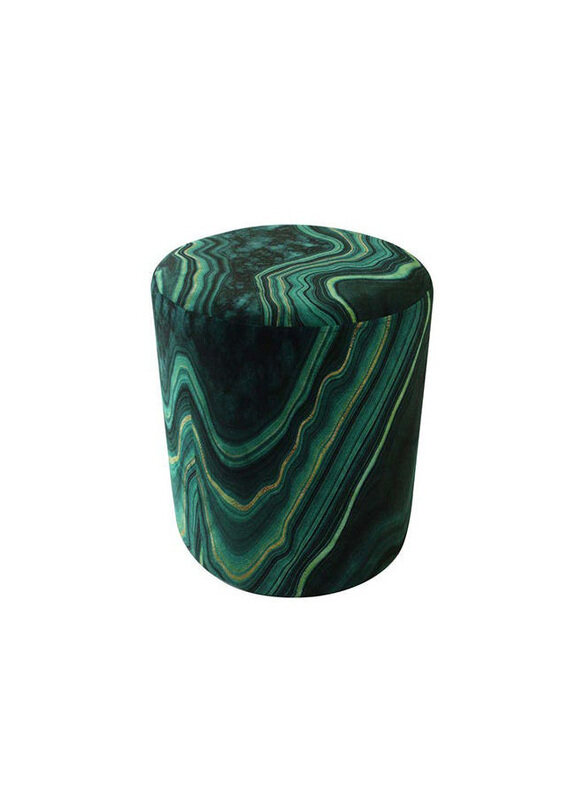 

Danube Home Maecy Velvet Fabric Pouf Multi Functional Ottoman Chair Soft Upholstered Footrest Modern Furniture, Green Marble