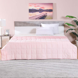 Danube Home 100% Cotton Joy Quilted Bed Spread Cover Set, Fitted Bedsheet with Pillowcases, 6 Pieces, King, Pink