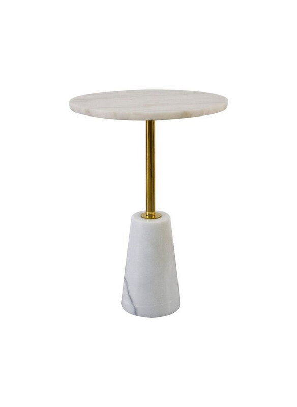 

Danube Home Maya Round Side Table, White Marble