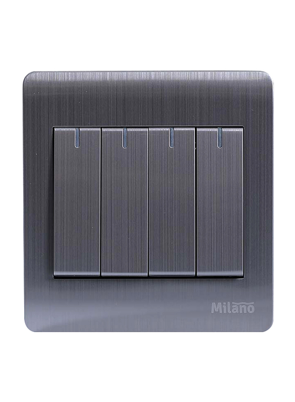 Danube Home Milano 10A 4 Gang 2 Way Switch Sl, Silver