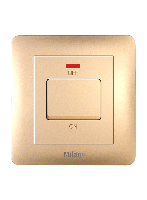 Danube Home Milano 20A Double Pole Switch with Neon Light Indicator, Gold