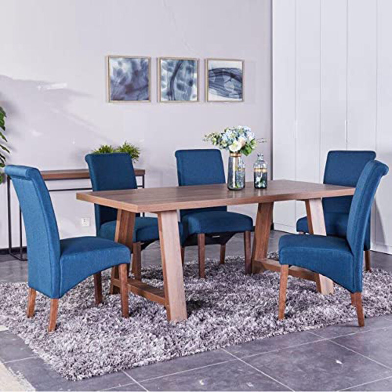 

Danube Home Perlita Dining Set (7 Pieces), Walnut/Blue
