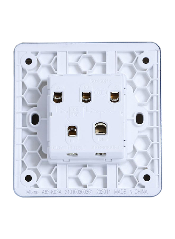 Danube Home Milano 10A 3 Gang 1 Way Switch, Silver