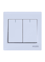 Danube Home Milano 16A 2 Gang 1 Way Switch, White
