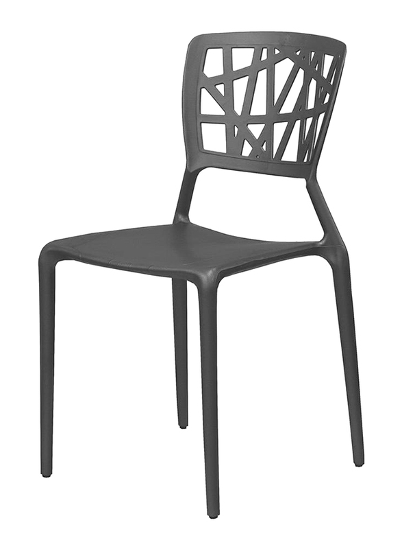 Danube Home Aroma Plastic Chair Outdoor Uv And Water Resistant All Weather Garden Patio Dining Chair, Silver
