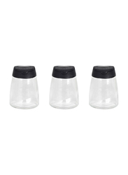 Danube Home 3-Piece Adrian Glass & Plastic Spice Jar, 100ml, Black