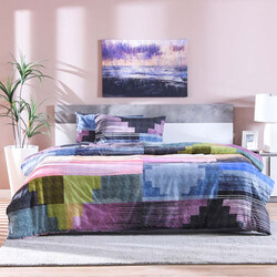 Danube Home 3-Piece Shoreline Tweed Check Comforter 100% Cotton Bedding Set, 2 Pillow Cover, 1 Bedsheet Bedroom, King, Teal