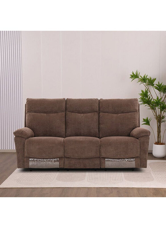 

Danube Home Valor 3 Seater Fabric Recliner Modern Design Sofas, Brown