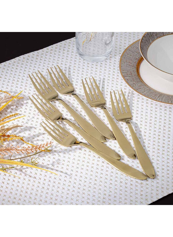 

Danube Home Pvd Lotus 6-Piece Dinner Fork, Gold
