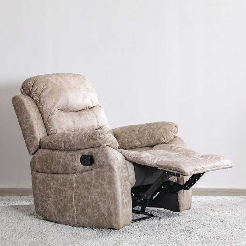 Danube Home Adric Air Leather Manual Recliner, Light Brown