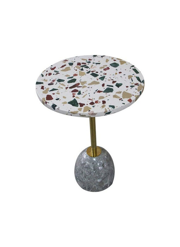 

Danube Home Rusi Round Side Table, White/Black