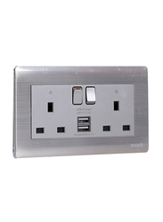 Milano 13A 2 Gang Socket With Neon With Usb Gd, Gold