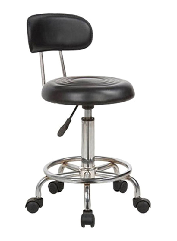Stool with Back Rest, Black