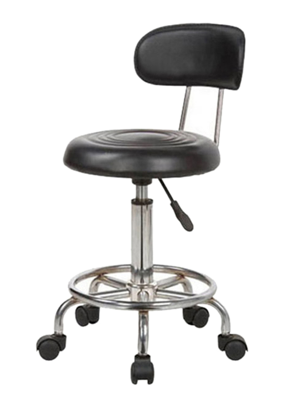 Stool with Back Rest, Black