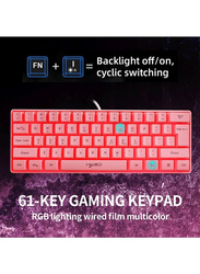 HXSJ V700 Wired English RGB Streamer Gaming Keyboard, Pink