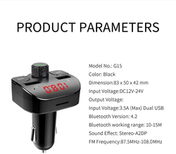 Direct 2 U Wireless Bluetooth FM Transmitter Radio Adapter Car Kit with Dual USB Charging, Black