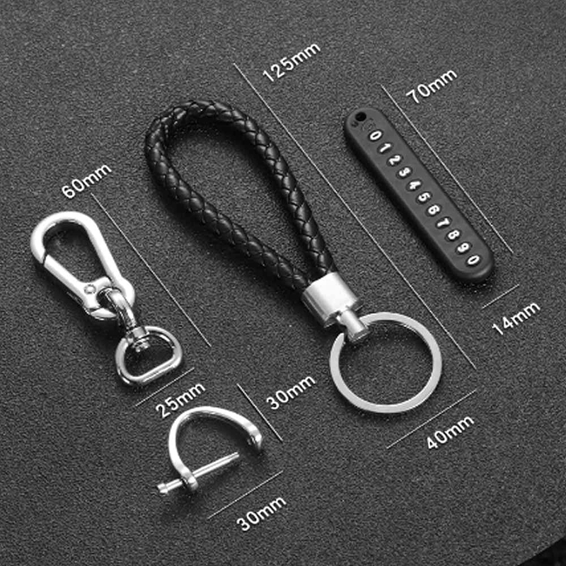 Direct 2 U Car Keychain Accessories with Key Ring & Anti-Lost D-Ring Key Chain Holder Clip, Black