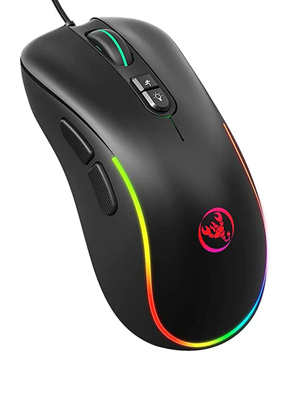 HXSJ J300 Optical Wired Gaming Mouse, Black